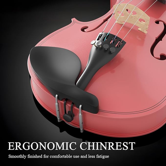 1/2 Beginner Violin Set,Complete Violin Kit with Case, Bow, Rosin, Pink-BubblyBeeBaby