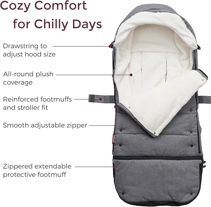 Momcozy Stroller Footmuff | Universal, Weather-Proof, Warm Stroller Bunting Bag | Extendable Winter Cover | Adjustable Buckle-BubblyBeeBaby