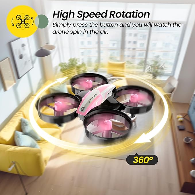 Holy Stone HS210 Mini Drone for Kids 8-12 and Beginners, RC Nano Quadcopter Indoor Drone with Circle Fly, Auto Hovering, 3D Flip, and Headless Mode, Great Gift Toy for Boys and Girls, Pink-BubblyBeeBaby
