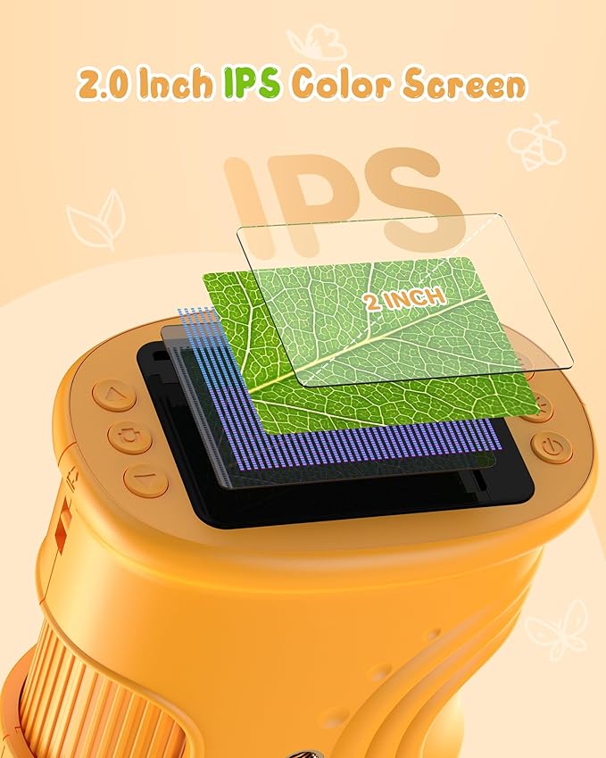1000X Handheld Digital Microscope for Kids: Pocket Microscope with 2.0" IPS Screen - STEM Toys Birthday Gifts for Girls Boys - Portable Edu Science Kits Toddler Age 3-6 6-12-BubblyBeeBaby