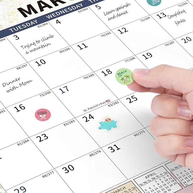 2025-2026Calendar, 18 Month Wall Calendar 2025-2026 Hanging Spiral Bound Magnetic Fridge Desk Calendars 15" x 12", Jul 2025 - Dec 2026, A- Small Rainbow-BubblyBeeBaby