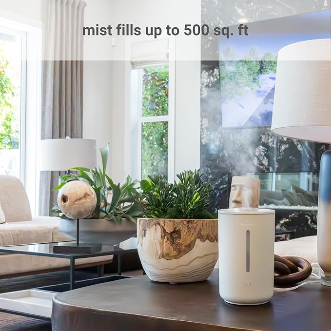 Hey Dewy Wellness Humidifier - for home, office, bathroom spa, or bedroom, with cool utrasonic mist hydration (Sand)-BubblyBeeBaby