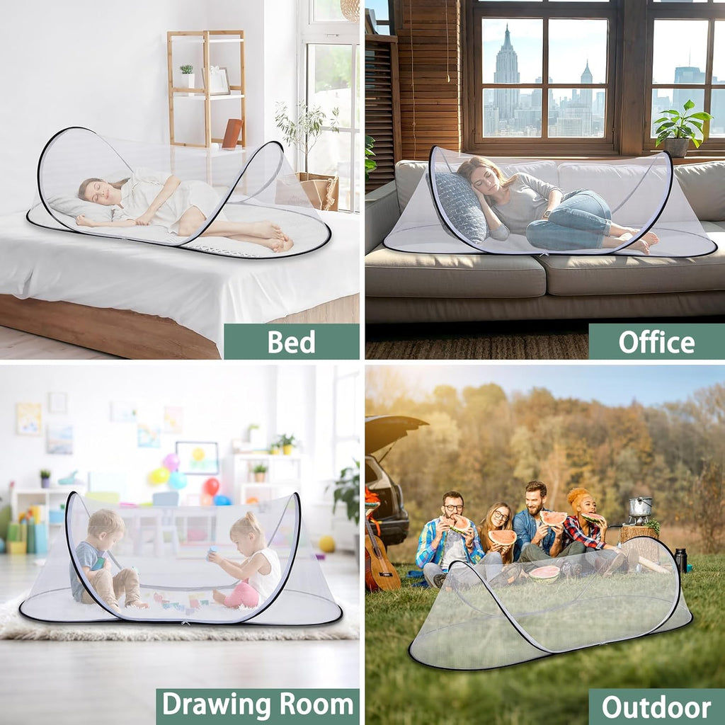 78.7 * 31.5 * 23.6 Inch Large Pop Up Mosquito Net, Collapsible Portable Mosquito Tent, Suitable for Adult Baby Bedroom, Outdoor Camping Use (White*2)