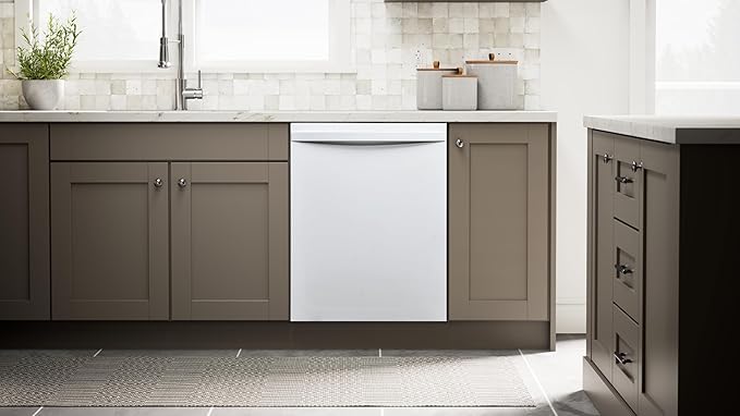 Kenmore 24" Built-in Stainless Steel Tub Dishwasher EasyFlex 3rd, SmartWash, UltraWash, TurboDry, MoreSpace Plus Adjustable Rack, Energy Star Certified, White-BubblyBeeBaby