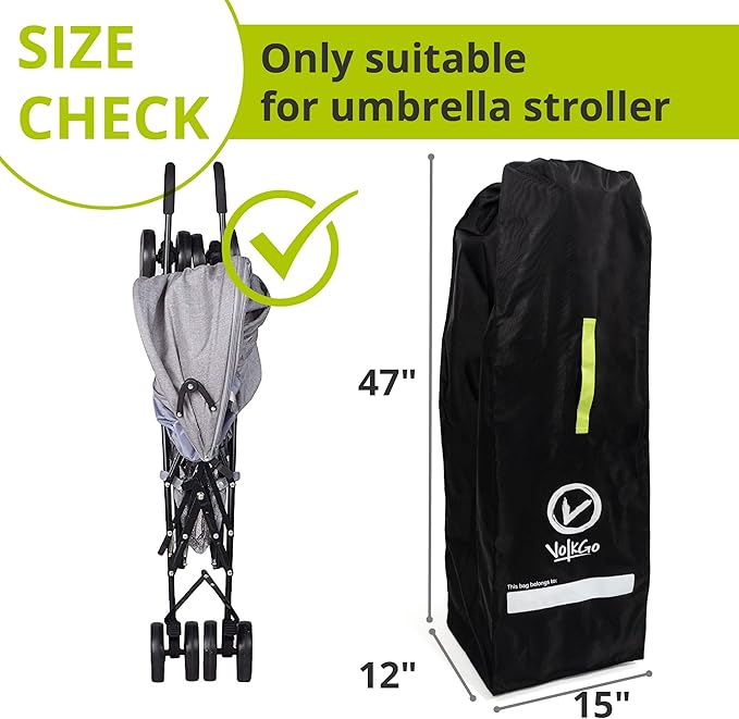 V VOLKGO Stroller Bag for Airplane, Large Cover for Airtravel, Jogger & Umbrella Stroller Cover for Travel - Fits Most Sizes, Gate Check Bag, Heavy Duty Durable Infant carrier covers for Air Travel-BubblyBeeBaby