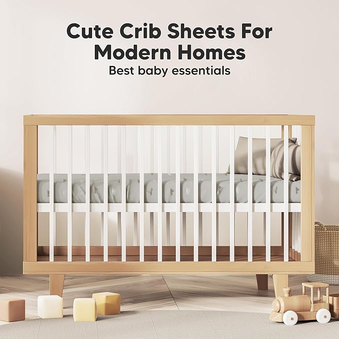 KeaBabies 2-Pack Organic Crib Sheets for Boys, Girls - 52x28 Fitted Crib Mattress Sheet Neutral, Breathable Jersey Cotton Cover for Baby Bed, Toddler Mattress, Soft & Cute Prints (Savannah)-BubblyBeeBaby