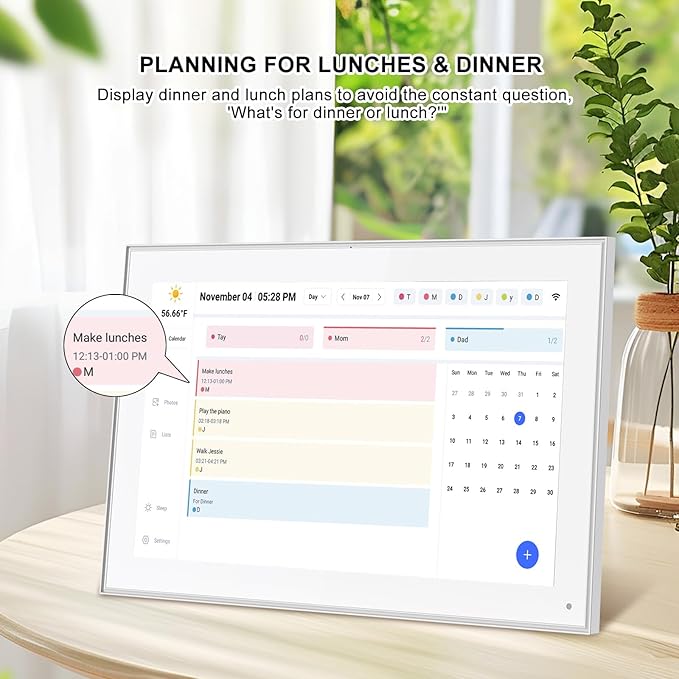 15.6 Inch Smart Digital Calendar Wall Planner & Chore Chart, IPS FHD 1920x1080 Touchscreen Interactive Display for Family Schedules, Streamline Household Organization-BubblyBeeBaby
