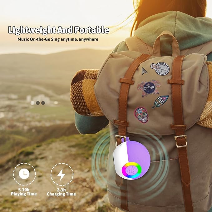 Karaoke Microphone Machine Toys for Kids Adults, Mini Portable Bluetooth Speaker with 2 Wireless Mics, Christmas Birthday Gifts for Boys Girls Ages 3 4 5 6 7 8 9 10 11 12+ Year (Purple)-BubblyBeeBaby