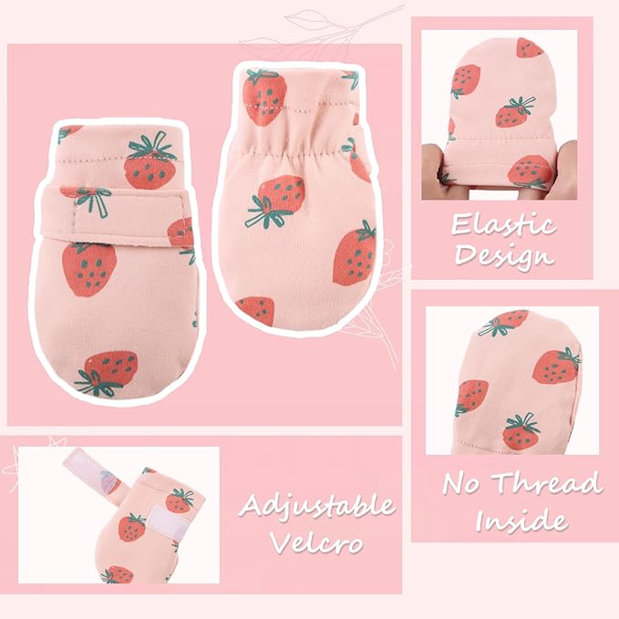 Newborn Baby Mittens Infant No Scratch Gloves Cotton Mitts for Baby Girls Boys-BubblyBeeBaby
