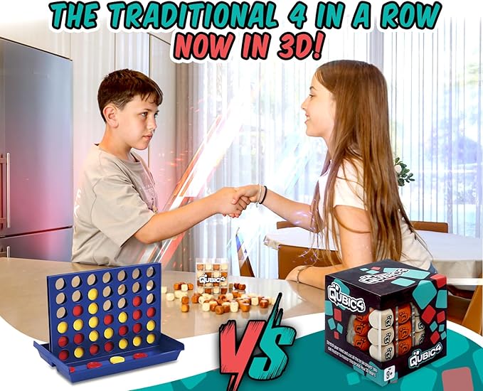 , a Unique 4 in A Row Game, 3D Strategy Board Game for Critical Thinking. The Classic Grid Game in a Sleek Acrylic Cube. Superbly Designed Wooden Cubes. Tactical Game Play for All Ages-BubblyBeeBaby