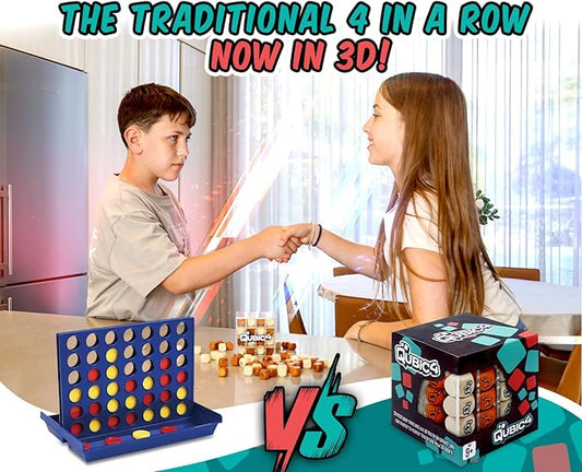 , a Unique 4 in A Row Game, 3D Strategy Board Game for Critical Thinking. The Classic Grid Game in a Sleek Acrylic Cube. Superbly Designed Wooden Cubes. Tactical Game Play for All Ages-BubblyBeeBaby