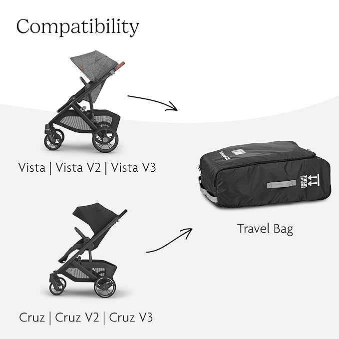 UPPAbaby Travel Bag for Vista and Cruz Strollers - Includes TravelSafe Program Coverage, Inner Wheel Bag and Storage Pocket - Smooth Wheels, Handles + Durable Design-BubblyBeeBaby