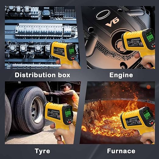 Infrared Thermometer High Temperature Gun -58℉~2732℉, 50:1 Distance Ratio, Digital Laser IR Temp Gun for Cooking, Pizza Oven, Engine, Kilns, Forges, Industry, and Home Repair.-BubblyBeeBaby
