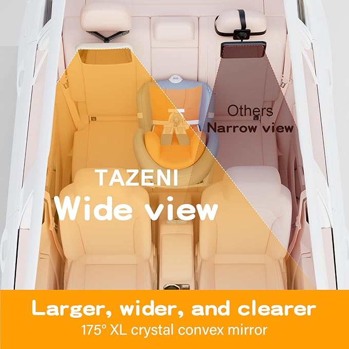 Baby Car Mirror for Baby Hook Clip Design Never Shake Baby Mirror for Car Seat Rear Facing Easy Install Crystal Clear View ShatterProof Crash Tested White-BubblyBeeBaby