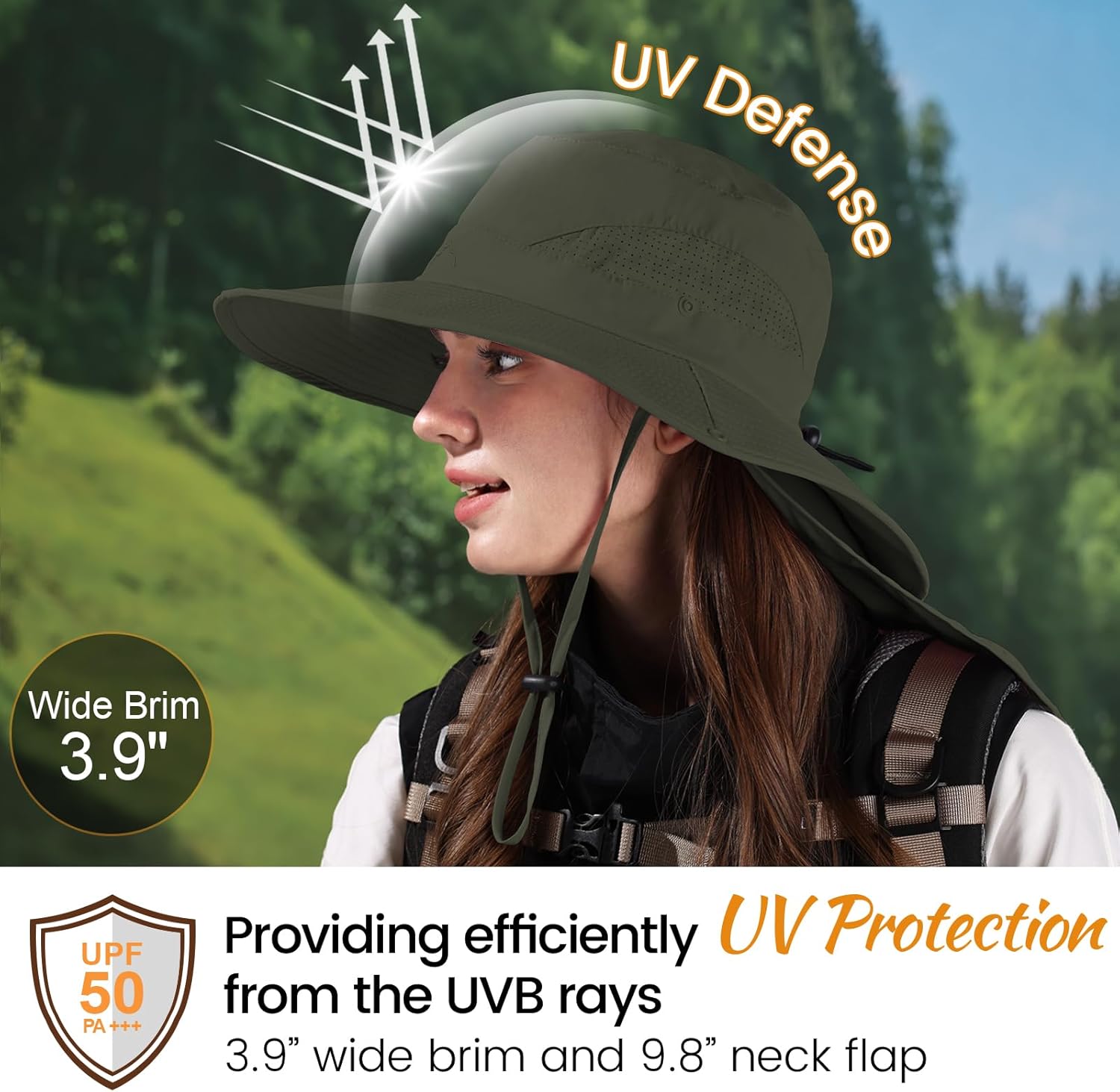 ZOORON Sun Hat for Men Women Fishing Hat with Neck Flap Wide Brim Bucket Hat UV Protection for Beach Camping Hiking