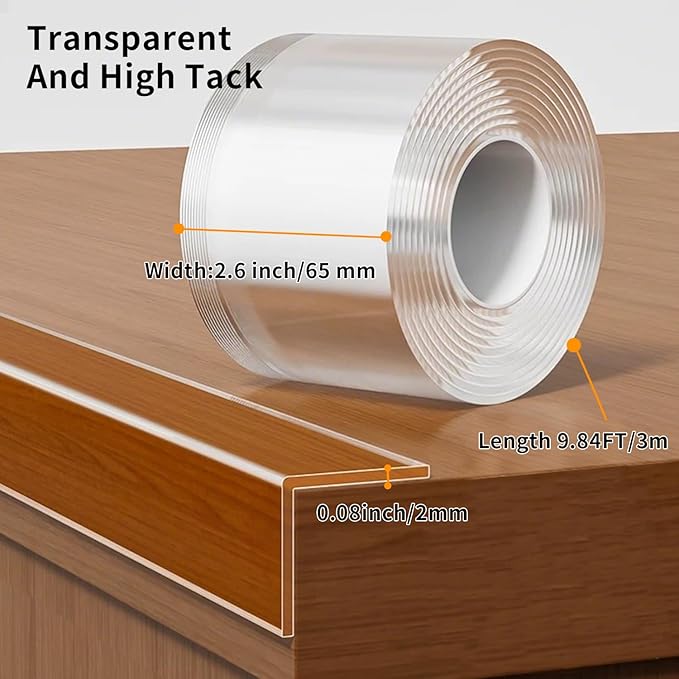 2.6in x 9.84Ft,Soft Corner Protectors for Furniture,Table Corner Protectors,Cabinet Bumpers,Wall Corner Protector,Window Clear Edge Protector Strip,Safe for Proof-BubblyBeeBaby