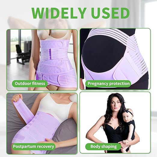 2 in 1 Postpartum Belly Band Wrap Purple, C-Section Support Belt XX-Large, Post Partum Support Recovery Waist/Pelvis Belt, Hysterectomy Belly Band Binder Girdle Stomach-BubblyBeeBaby