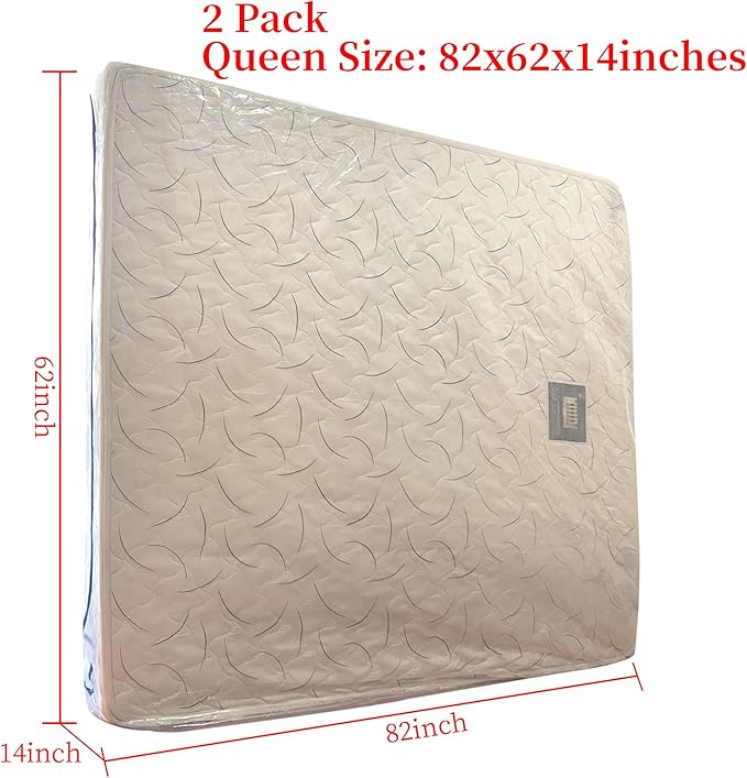 2 Pack Queen Mattress Bags for Moving and Storage-5 Mil Zipper Plastic Waterproof Mattress Storage Bags-BubblyBeeBaby