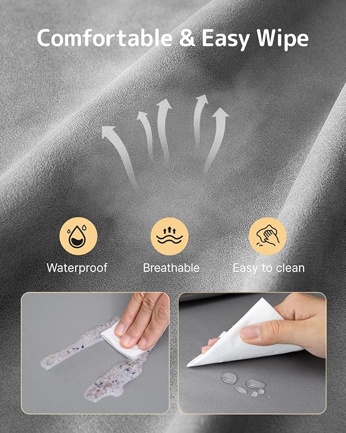 HOMEAL Toddler Booster Seat for Dining Table with Backrest and Adjustable Straps, Breathable Booster Seat for Kitchen Chair, Portable Non-Slip Bottom Booster Seat for Table, Light Grey-BubblyBeeBaby