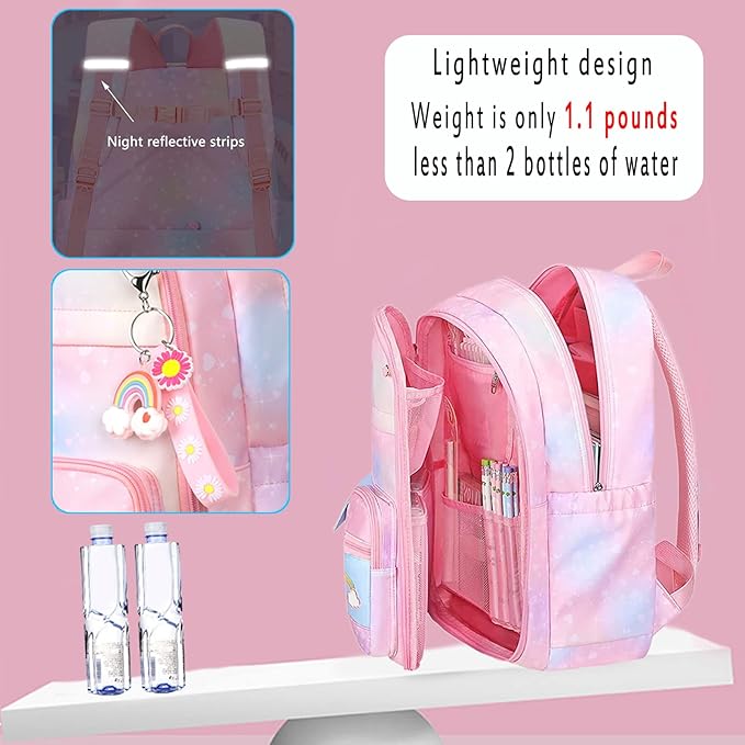 Kawaii Backpack - Pink & Purple Starry Rainbow Bookbag for Girls & Kids-BubblyBeeBaby