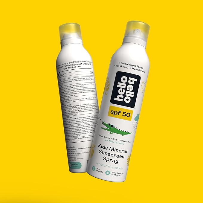 Hello Bello SPF 50 Mineral Sunscreen Spray - Hypoallergenic Broad Spectrum UVA + UVB Protection - Reef Friendly & Water Resistant - 5 oz (Pack of 2)-BubblyBeeBaby