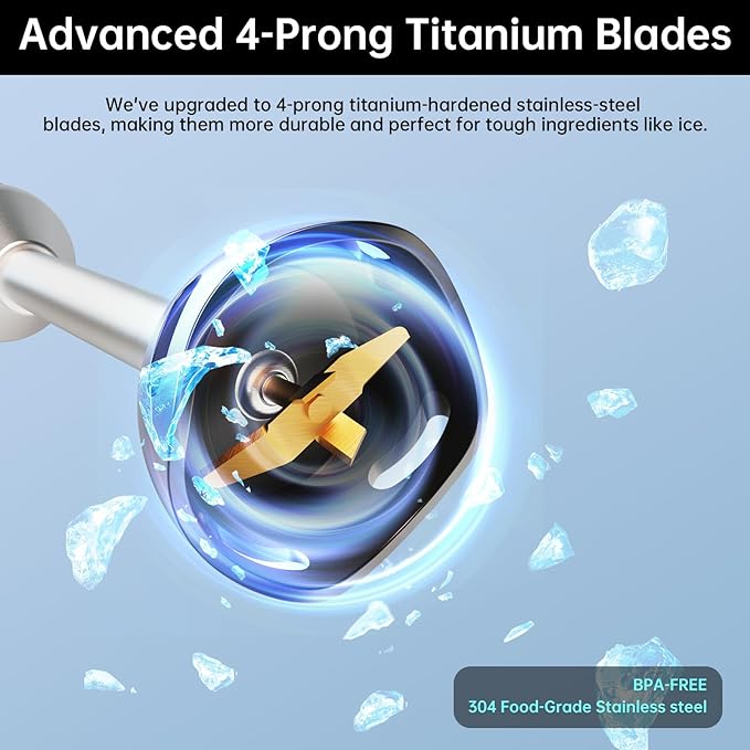 Immersion Blender 1000 Watts Scratch Resistant Hand Blender,20 Speed and Turbo Mode Hand Mixer, 3-in-1 Heavy Duty Copper Motor Stainless Steel Smart Stick with Egg Beaters and Chopper-BubblyBeeBaby