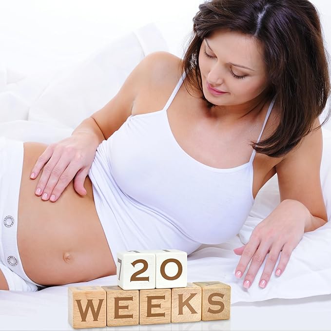 I'm Solid Wood Baby ABC Alphabet Milestone Age Blocks, Personalized Own Name, Gender Neutral, Newborn Gifts & Keepsakes for Picture Props (1.4" / 16 Pcs/Brown)-BubblyBeeBaby