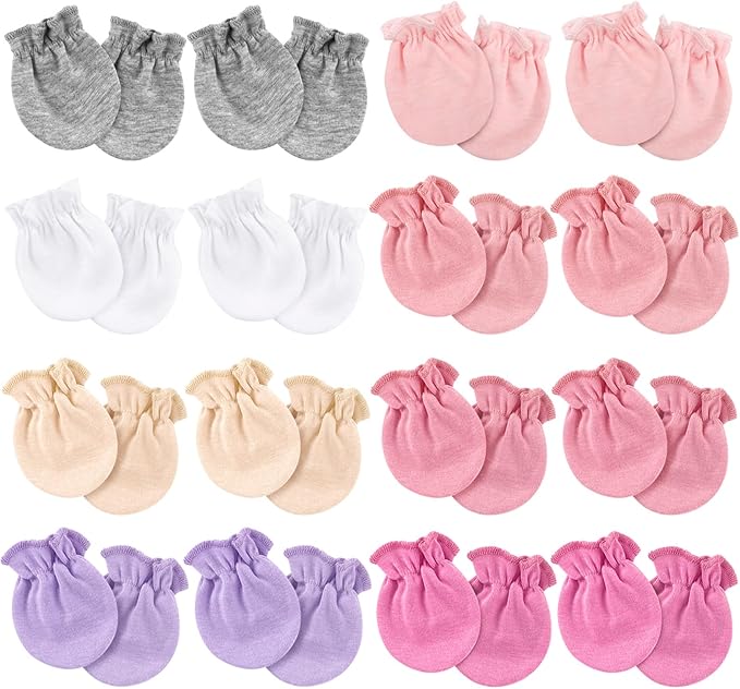 Newborn Baby Mittens No Scratch Cotton Elastic Wrist Gloves Infant Toddler Mittens for Baby Boy Girl 0-6 Months-BubblyBeeBaby