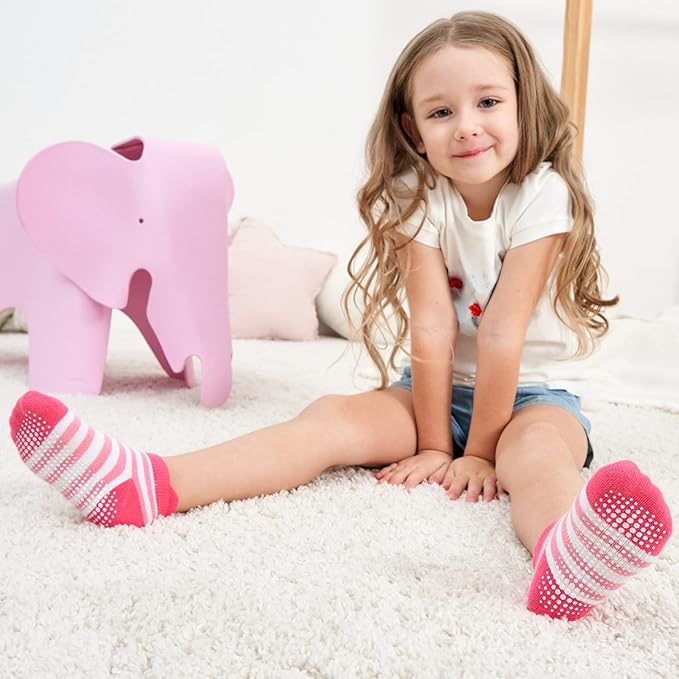 Zaples Baby Non Slip Grip Ankle Socks with Non Skid Soles for Infants Toddlers Kids Boys Girls-BubblyBeeBaby