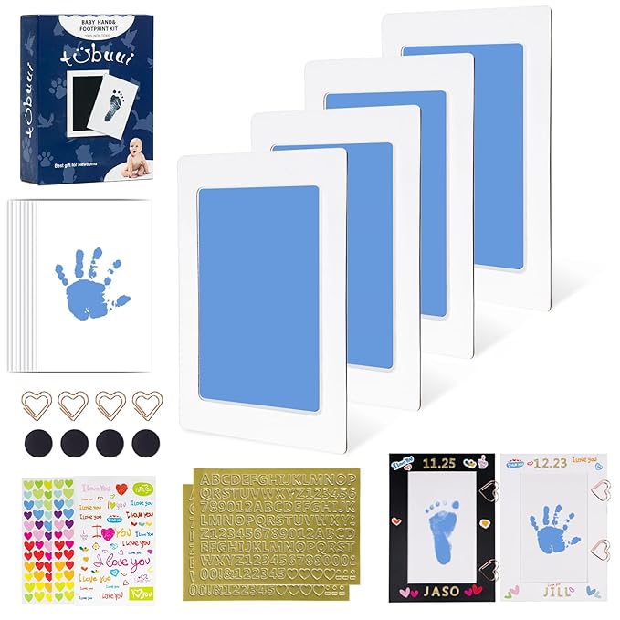 Inkless Baby Hand and Footprint Kit,Clean Touch Ink Pad for Baby Footprint Kit,No Mess Dog Paw Print Kit,DIY Footprint Ink for Baby Keepsake Gifts for Boys and Girls-BubblyBeeBaby