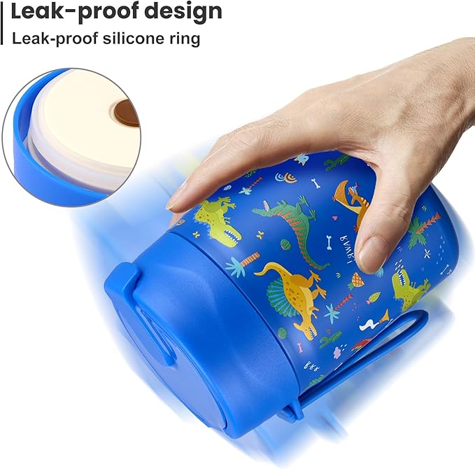 17oz Soup Thermo for Hot Food Kids,Insulated Food Jar with Spoon,Thermo Hot Food Lunch Container,Wide Mouth Leakproof Stainless Steel Lunch Box for School-Dinosaur-BubblyBeeBaby