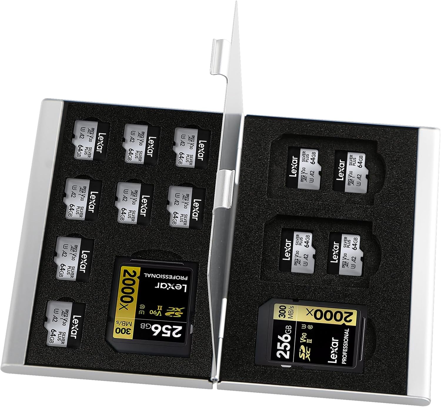 Aluminum SD Card Case, 18Slots Ultrathin SD Card Holder, Memory Card Storage Holder,Fit for 4 SD Card, 14 Micro SD Card, Silver