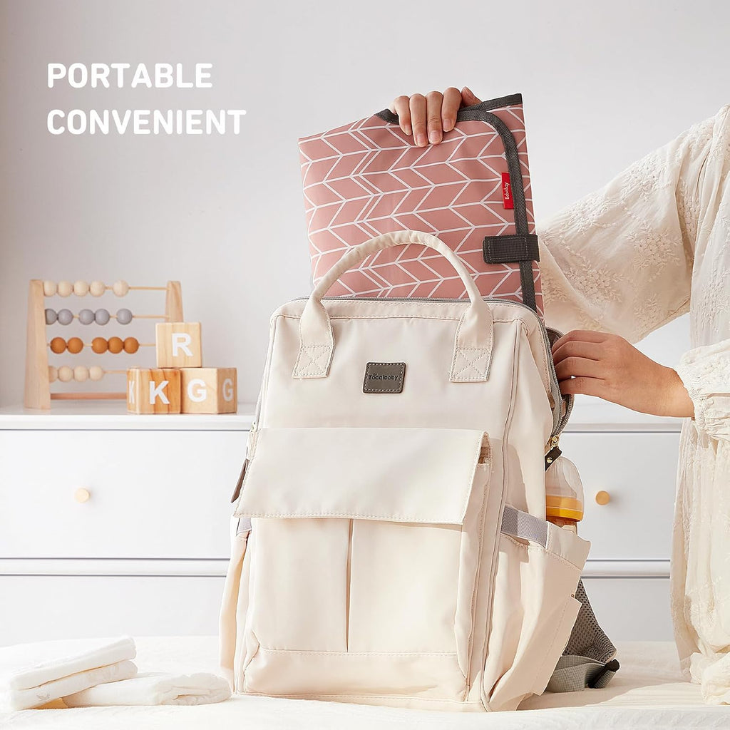 Babebay Waterproof Portable Diaper Changing Pad, Foldable Travel Changing Mat for Baby Girl Boy, Lightweight Travel Changing Station, Boho Geometric Pattern