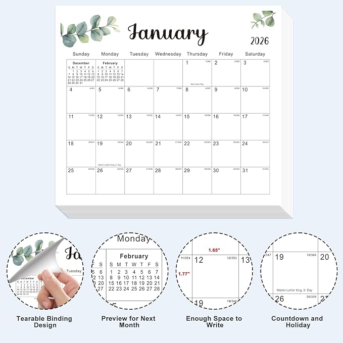 2026 Magnetic Fridge Calendar 18 Monthly Magnetic Calendar for Refrigerator 2026 Wall Calendar Planner Runs from January 2026 Until June 2027 Easy Organizing Markers Tearable (Nature)-BubblyBeeBaby
