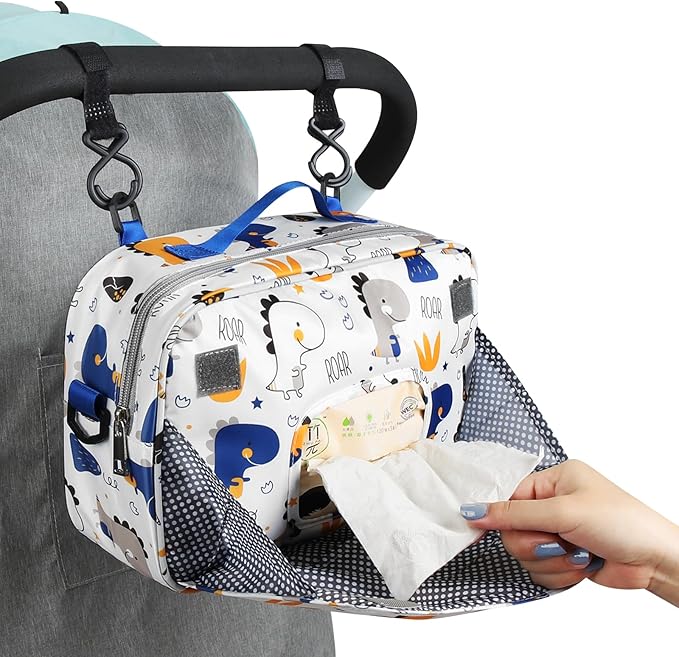 Accmor Stroller Organizer, Universal Stroller Organizer with Insulated Cup Holder Pocket, Dual Purpose Large Capacity Stroller Bag Caddy, Stroller Accessories Fits for Uppababy, Doona, Nuna Strollers-BubblyBeeBaby