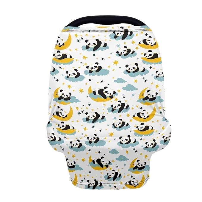 Binienty Cartoon Panda Carseat Cover for Baby Breathable Stretchy Baby Carseat Covers Lightweight Cartoon Car Seat Covers Infants Car Canopies-BubblyBeeBaby