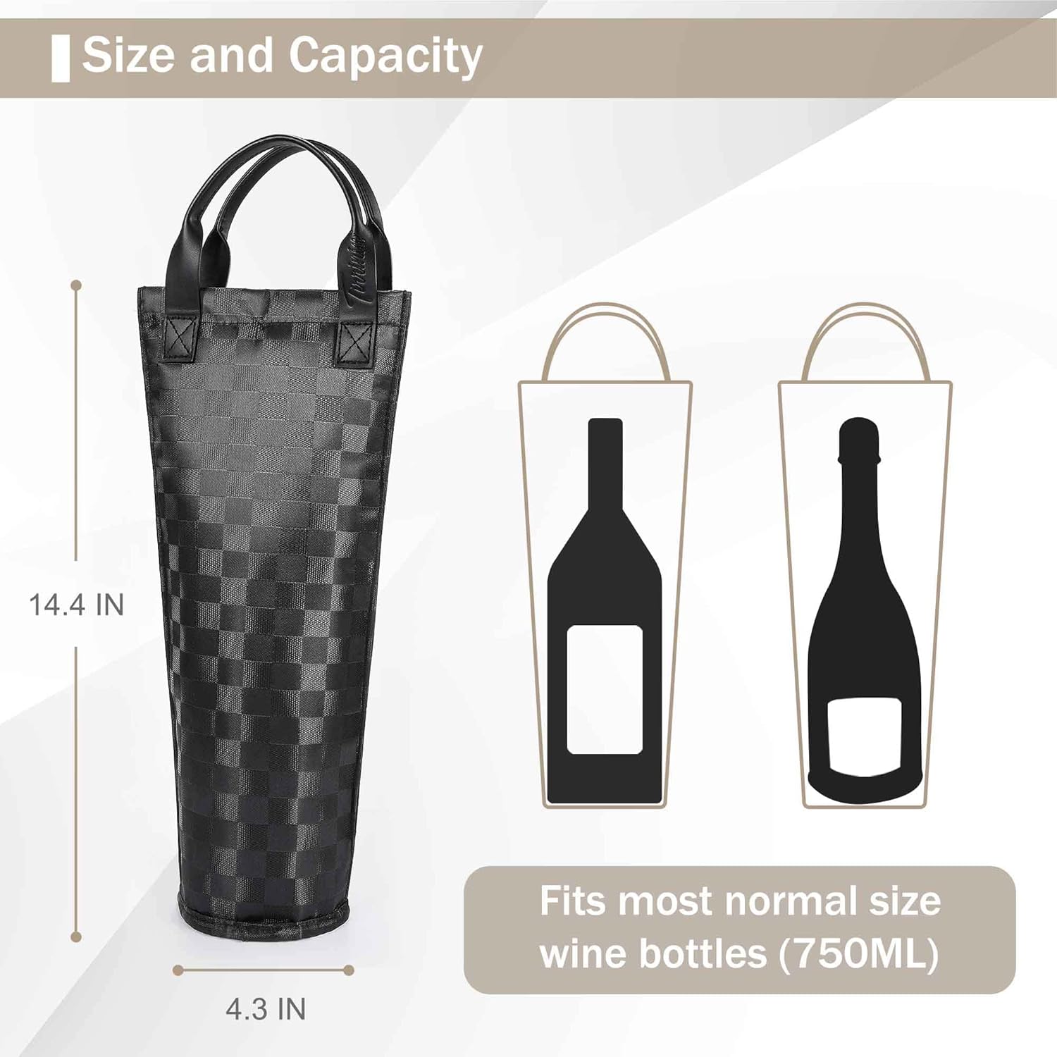 Tirrinia Single Wine Carrier Tote, Insulated Wine Cooler Bag for Travel, Picnic, & Wine Gifts – Thermal Padded Wine Bottle Holder Tote for Men & Women, Wine Gift for Wine Lovers
