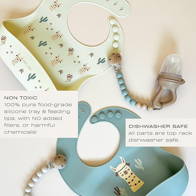 Hippypotamus Baby Food Feeder & Freezer Tray - Silicone Fruit Feeder - Pacifier Teething Toys - 2 Extra Pouches - Set of 2-BubblyBeeBaby