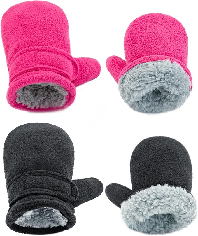 BAVST Baby Toddler Winter Mittens Girls Warm Fleece Lined Gloves Kids Sherpa Lined Mittens for Boys-BubblyBeeBaby