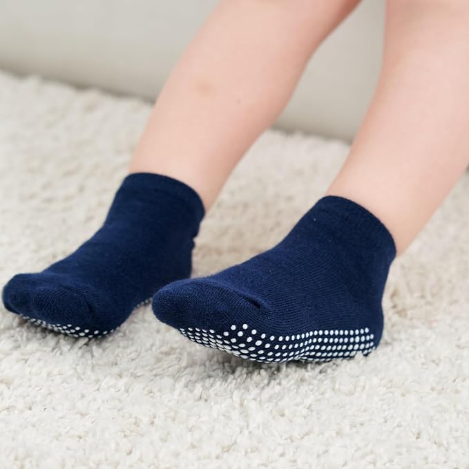 Zaples Baby Non Slip Grip Ankle Socks with Non Skid Soles for Infants Toddlers Kids Boys Girls-BubblyBeeBaby