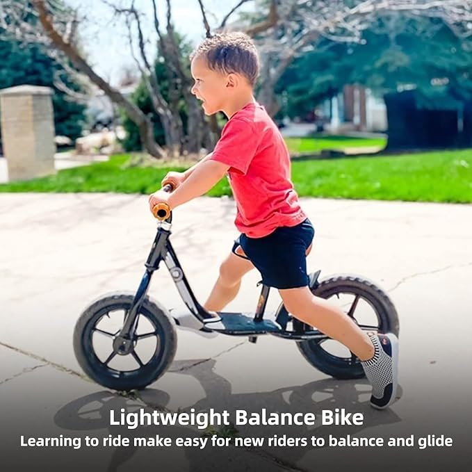 JOYSTAR 10"/12" Toddler Balance Bike for Girls & Boys, Ages 18 Months to 5 Years, Kids Push Bike with Footrest & Adjustable Seat Height, First Birthday Gifts for 2-5 Boys Girls-BubblyBeeBaby
