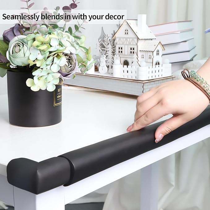 2 Pack L Shape Extra Thick Furniture Table Edge Protectors Foam Baby Safety Bumper Guard 16.4 Ft,Hearth Cushion,for Table, Fireplace, Countertop(with 8 Corners) (Black)-BubblyBeeBaby