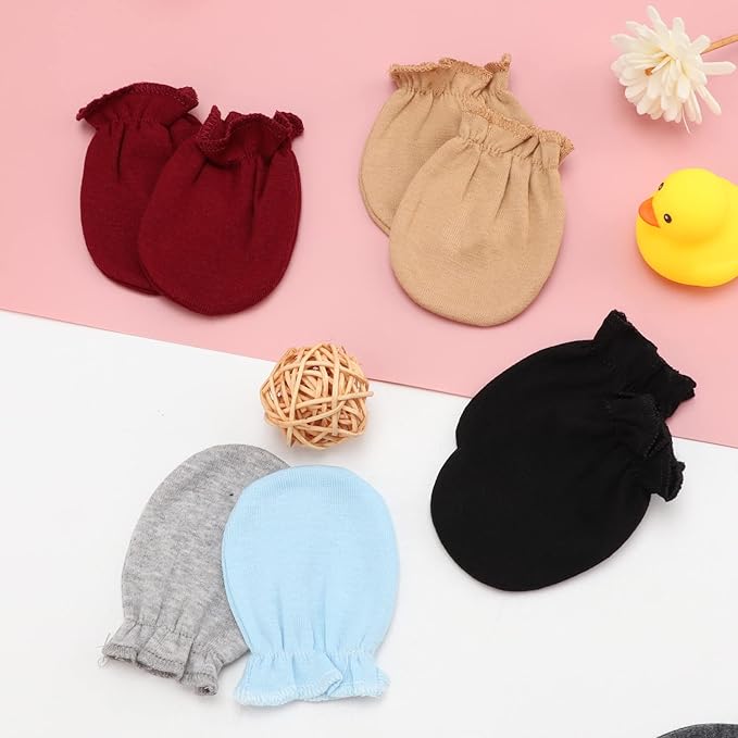 BQUBO Newborn Infant Toddler Mittens No Scratch Cotton Elastic Wrist Gloves Hypoallergenic for 0-6 Months Baby Boys Girls-BubblyBeeBaby