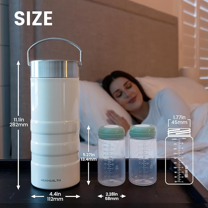 22oz Breast Milk Cooler for Work and Travel, 24 Hours All-Day Cooling, Large Capacity Portable Breastmilk Chiller with 2pcs Breastmilk Storage Bottle, Baby Feeding Essentials-BubblyBeeBaby