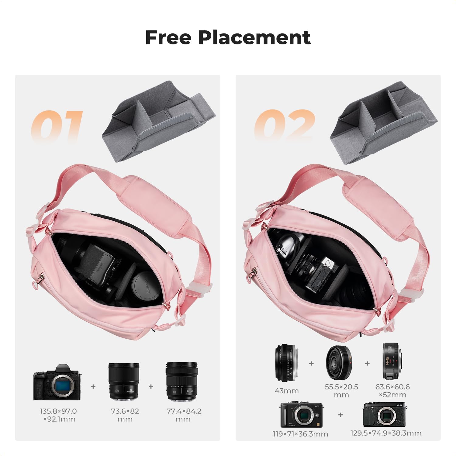 K&F Concept 2 in 1 Sling Bag Everyday Shoulder Bag & Multifunction Photography Crossbody Camera DSLR Backpack Portable Bag
