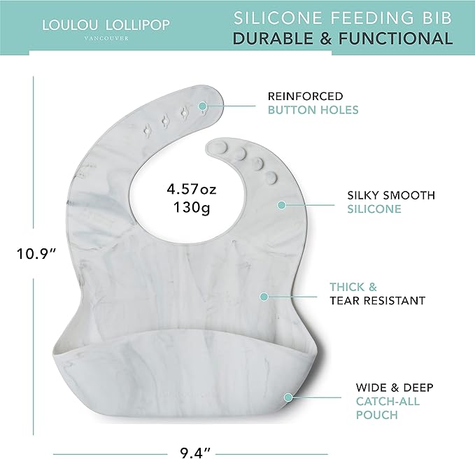 Loulou Lollipop Soft, Waterproof Silicone Feeding Bib-BubblyBeeBaby