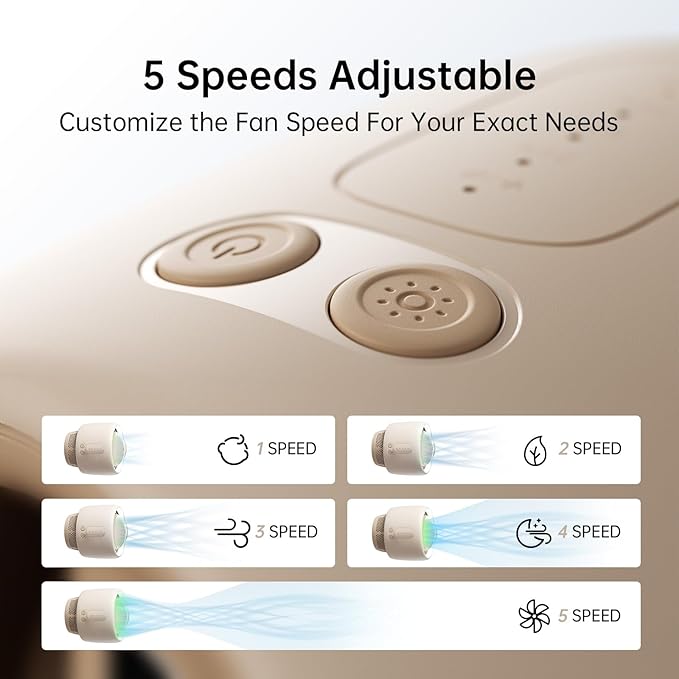 JISULIFE Stroller Fan Baby Large, Safe Bladeless for Crib, Desk, 4000mAh Battery Rechargeable Portable Cooling Fan with Air Turbo Tech, Night Light, Food-Grade Gift for Mom/Dad/Friend - Brown-BubblyBeeBaby