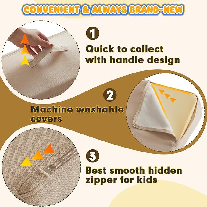 jela Foam Blocks 6Pcs Soft Play Equipment Luxury Miss Fabric, Toddler Climbing Toys Indoor Soft Play Climbing for Toddlers, Lightweight Climbing Blocks for Babies, Kids, Climb and Crawl Foam Playset-BubblyBeeBaby