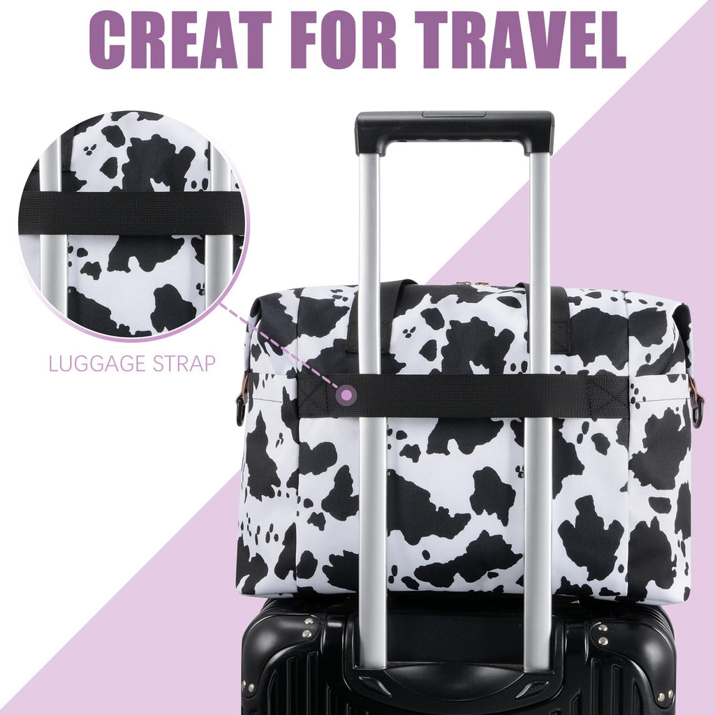 Tuwubi Diaper Bag Tote,Baby Diaper Bag with Pacifier Case Large Travel Diaper Tote Caddy for Mom and Dad Multifunction Large Baby Bag - Cow Print