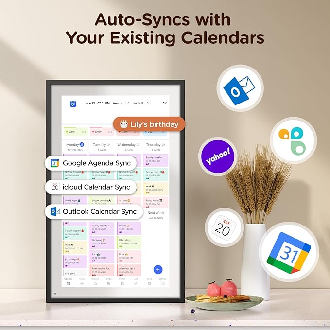 15.6 Inch Digital Calendar, Wall Electronic Desk Calendar, Full HD 1920 * 1080P IPS Touchscreen Interactive Display for Family Meal Planner Support - Streamline Household Organization-BubblyBeeBaby